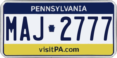 PA license plate MAJ2777