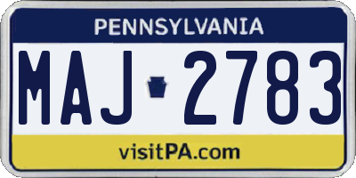 PA license plate MAJ2783