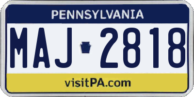 PA license plate MAJ2818