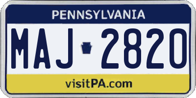 PA license plate MAJ2820
