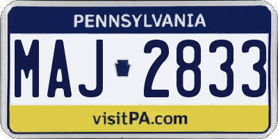 PA license plate MAJ2833