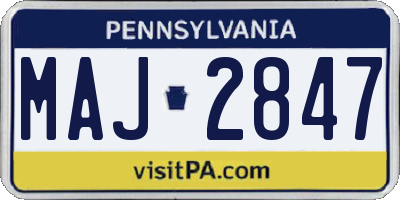 PA license plate MAJ2847