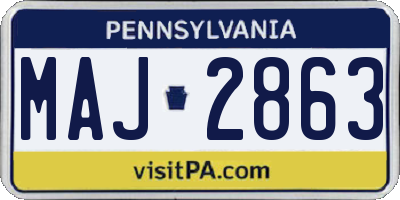 PA license plate MAJ2863