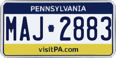 PA license plate MAJ2883