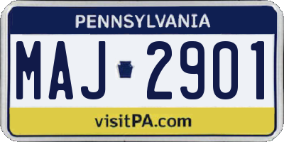 PA license plate MAJ2901