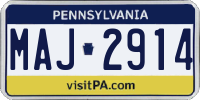 PA license plate MAJ2914