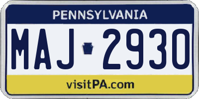 PA license plate MAJ2930