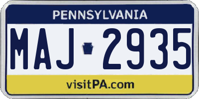PA license plate MAJ2935