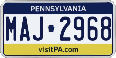 PA license plate MAJ2968