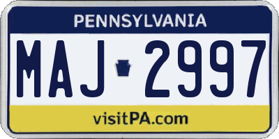 PA license plate MAJ2997