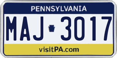 PA license plate MAJ3017