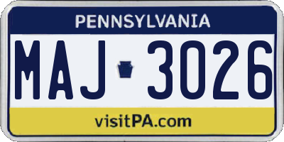PA license plate MAJ3026