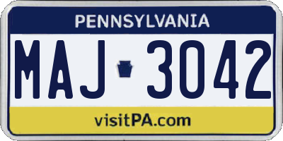 PA license plate MAJ3042