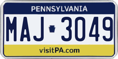 PA license plate MAJ3049