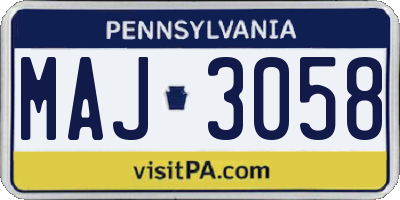 PA license plate MAJ3058