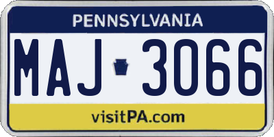 PA license plate MAJ3066