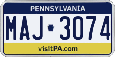 PA license plate MAJ3074
