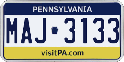 PA license plate MAJ3133