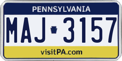 PA license plate MAJ3157