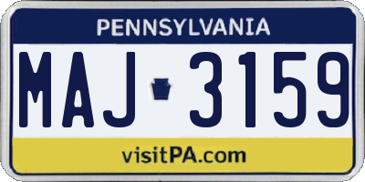 PA license plate MAJ3159