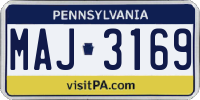 PA license plate MAJ3169
