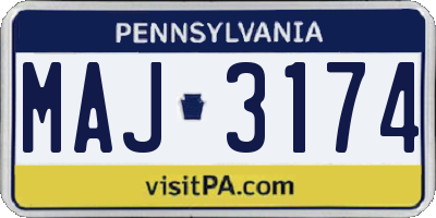 PA license plate MAJ3174