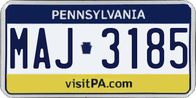 PA license plate MAJ3185