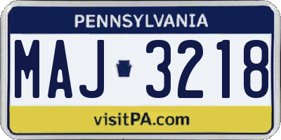 PA license plate MAJ3218
