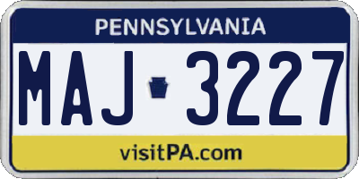 PA license plate MAJ3227
