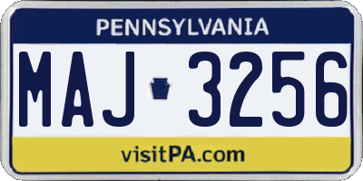 PA license plate MAJ3256