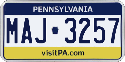 PA license plate MAJ3257