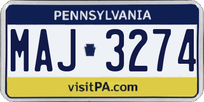 PA license plate MAJ3274