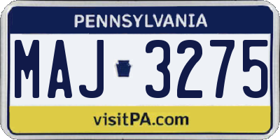PA license plate MAJ3275