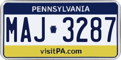 PA license plate MAJ3287