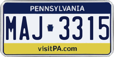 PA license plate MAJ3315