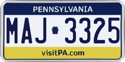 PA license plate MAJ3325