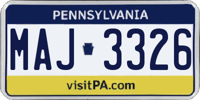 PA license plate MAJ3326
