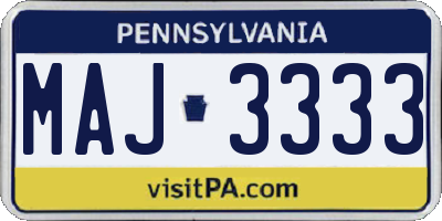 PA license plate MAJ3333