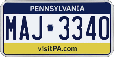 PA license plate MAJ3340