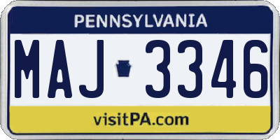 PA license plate MAJ3346