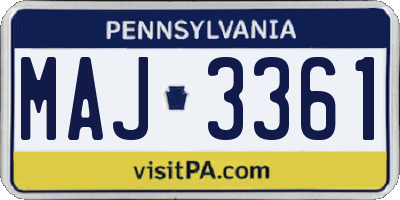 PA license plate MAJ3361