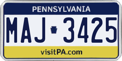 PA license plate MAJ3425