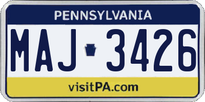 PA license plate MAJ3426
