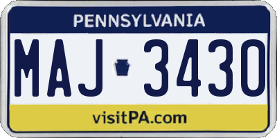 PA license plate MAJ3430