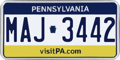 PA license plate MAJ3442