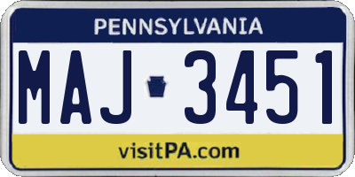 PA license plate MAJ3451