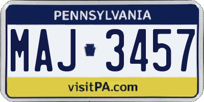 PA license plate MAJ3457