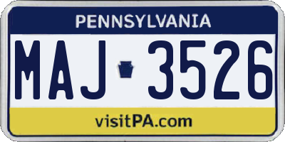 PA license plate MAJ3526