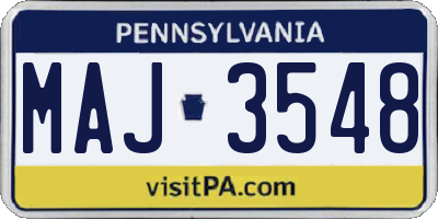 PA license plate MAJ3548