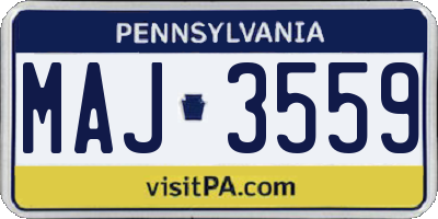 PA license plate MAJ3559